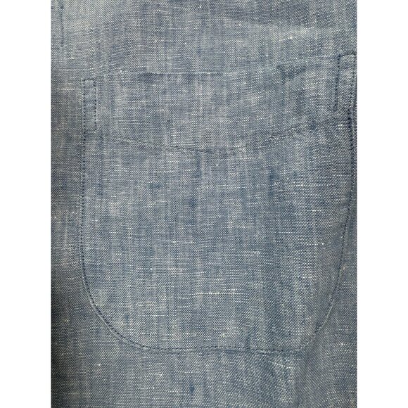 J Crew Mens Baird McNutt Irish Linen Shirt Sz XL Slim Chambray Blue Long Sleeve - Picture 4 of 14